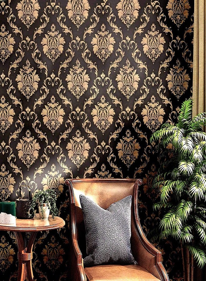 ROSASTELLA Self Adhesive Decorative Peel Stick Waterproof Royal Damask Wallpaper Wall Decor Removable Wall Paper for Living Room Hall Decoration PVC Vinyl DIY Contact Paper 45x304 CM - Image 3